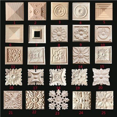 Koristeelliset puuapplikaatiot ruusukkeet