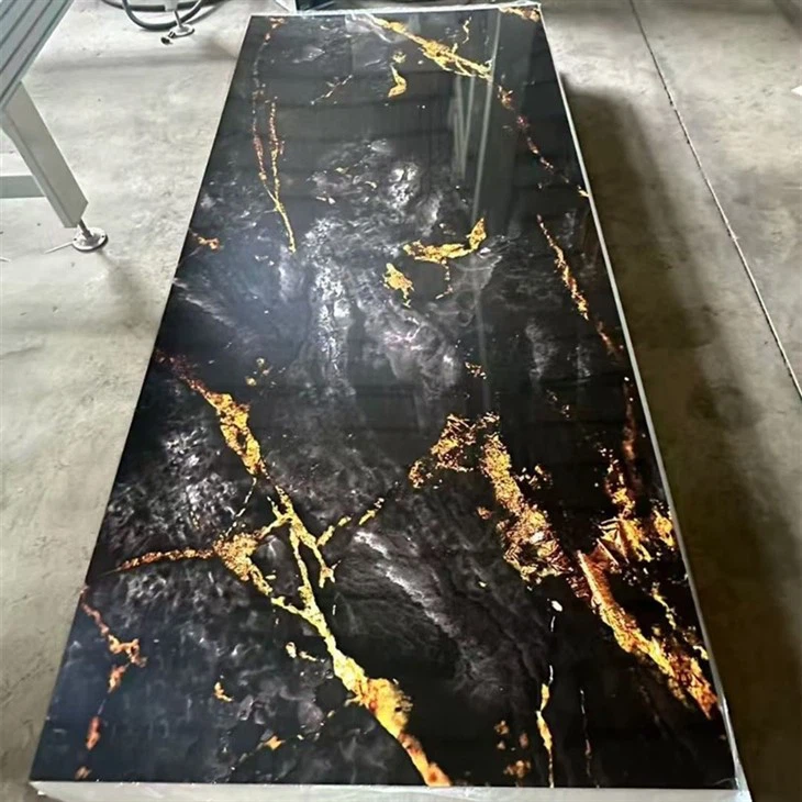 High Glossy Golden Pvc Marble Panel Flexible Artificial UV Marble Sheets Formaldehyde-free high quality