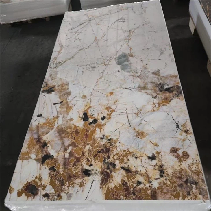High Glossy Golden Pvc Marble Panel Flexible Artificial UV Marble Sheets Formaldehyde-free manufacturers