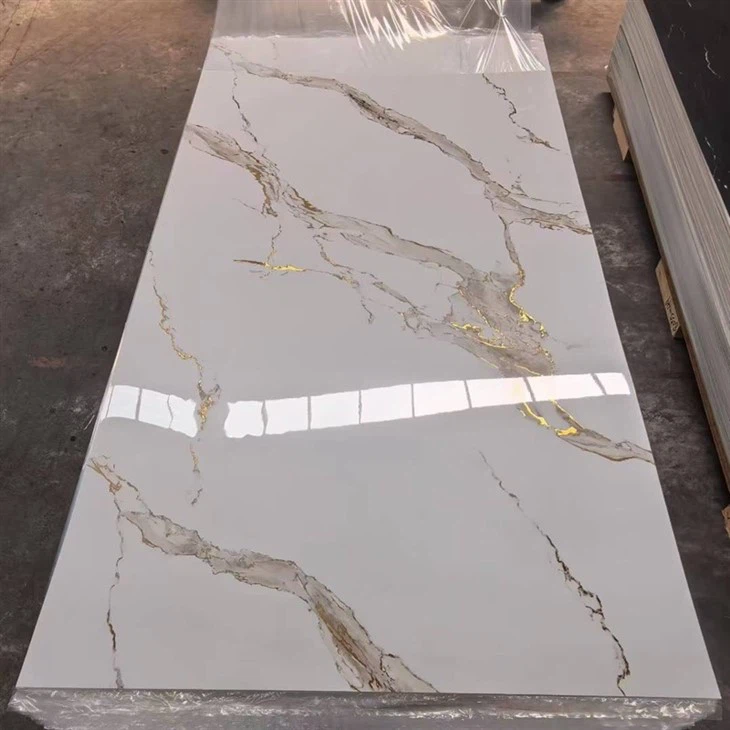 High Glossy Golden Pvc Marble Panel Flexible Artificial UV Marble Sheets Formaldehyde-free factory